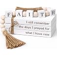 Farmhouse White Fake Decorative Books Wooden Box for Home Office Decor - Religion Christian Faith Aesthetic for Living Room,