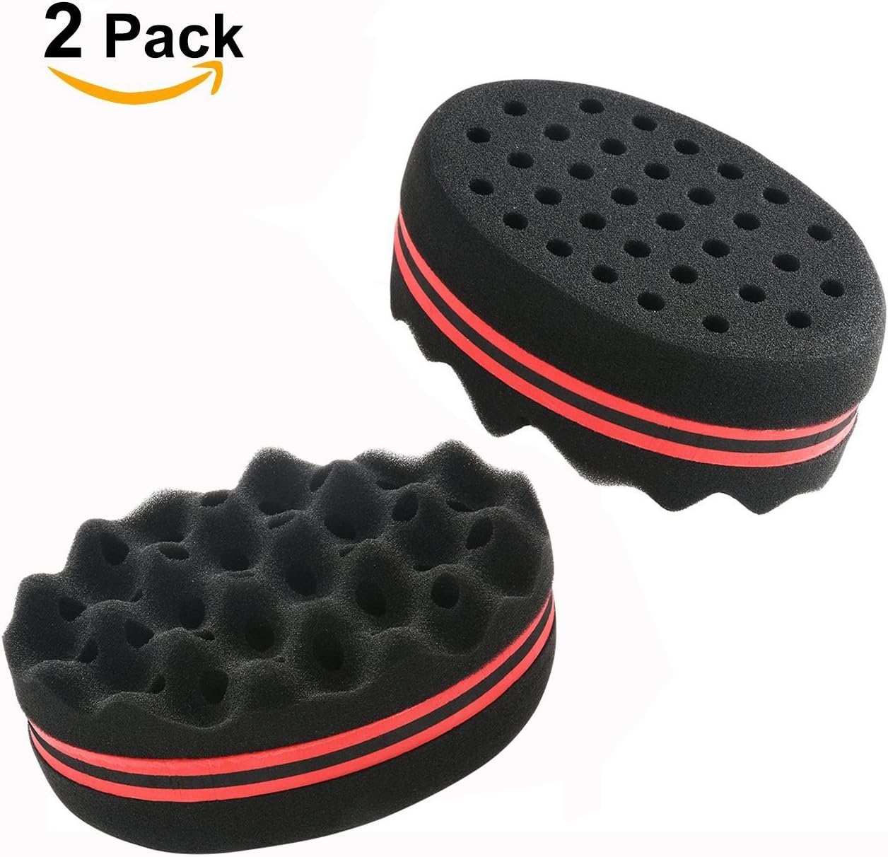 Cisixin 2 Pack Hair Twist Sponge Double Side Afro Braid Style Dreadlock Coils Wave Hair Curl Sponge Brush - Image 3