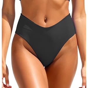 Layakanup Women's Sexy Brazilian Bikini Bottom,High Waisted V Cut Cheeky Tummy Control Bikini Bottoms