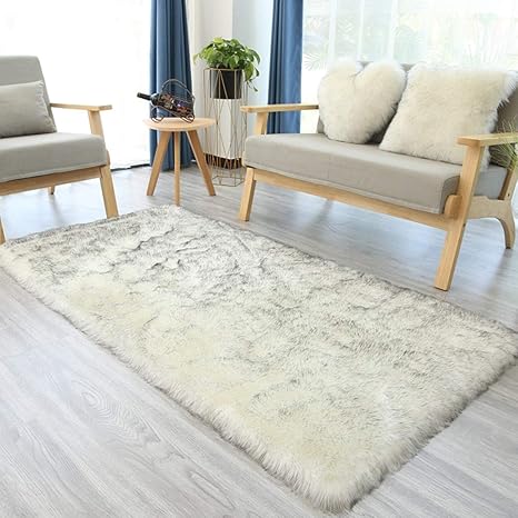 Amazon フェイクムートンラグマット洗える もこもこ ふわふわのファーラグ インテリア ムートンラグ ラグ ファー ホワイト グレー ピンク ブラック 暖かい 50 80cm 絨毯 じゅうたん リビングルームで 室内 ラグ カーペット オンライン通販