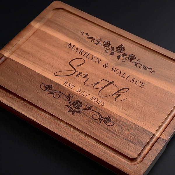 Straga Personalized Cutting Board – Handmade Engraved Wood Charcuterie Board, Custom Wedding Kitchen Gift (Initial Design)