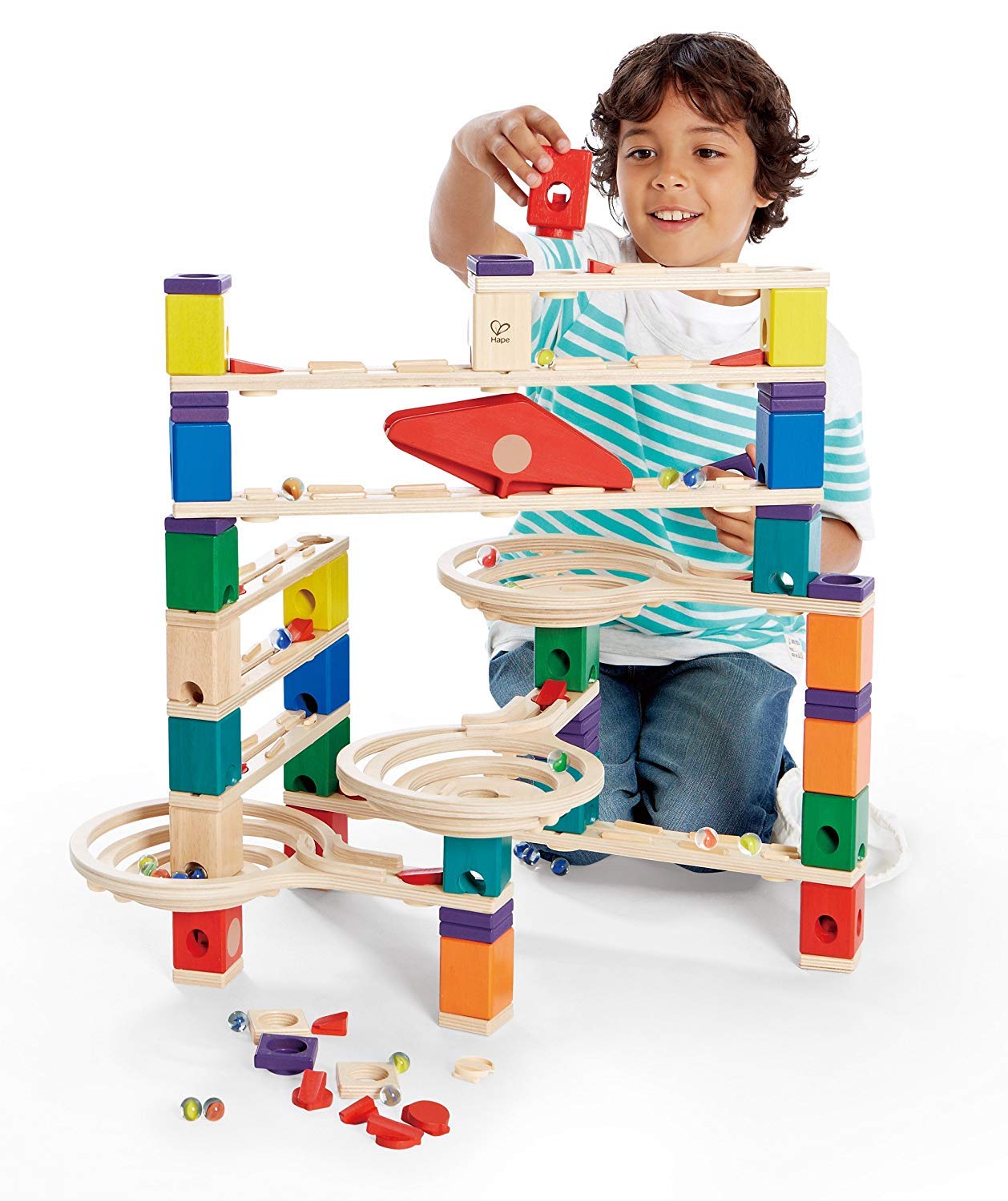Hape Quadrilla Wooden Marble Run Construction System, Vertigo, with