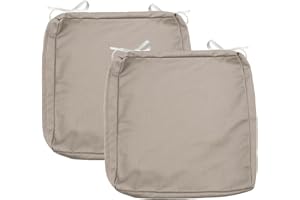 Sqodok Patio Cushion Covers 18x18 Waterproof Outdoor Cushion Covers Replacement 2Pack Patio Cushion Seat Slicovers with Ties for Sectional Sofa, Wicker Chair, Tan