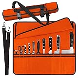 QIQU Orange Chef Knife Bag With 20 Slots Cutlery