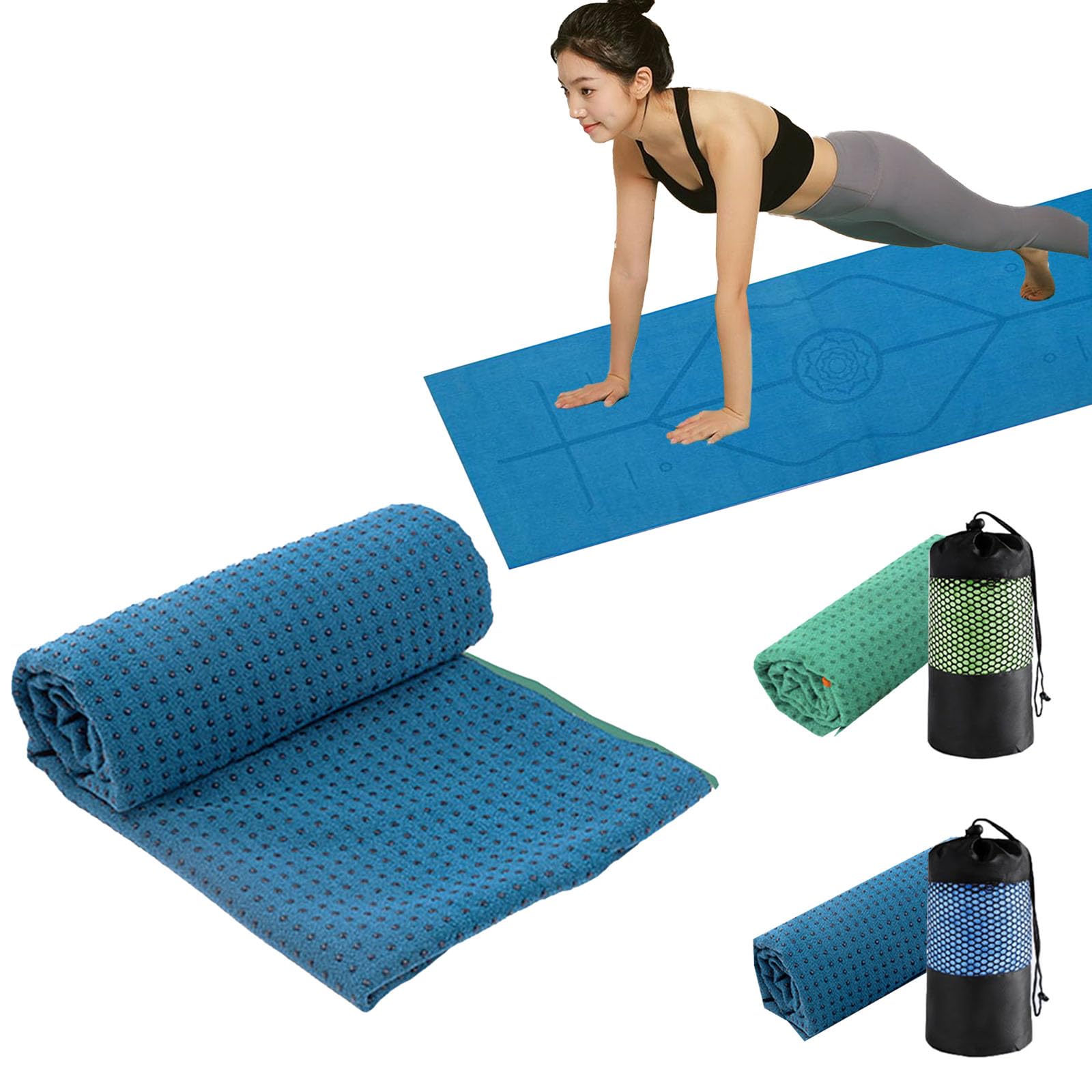 Yoga Towel Non Slip Hot Yoga Towel for Mat 24" x72" Yoga Blanket Travel Yogas Mat Towell Quick Dry Gym Fitness Mat Towell with Grip Dot Microfiber Yogas Mats Cloth Hot Mat Cloth with Mesh Carrying Bag