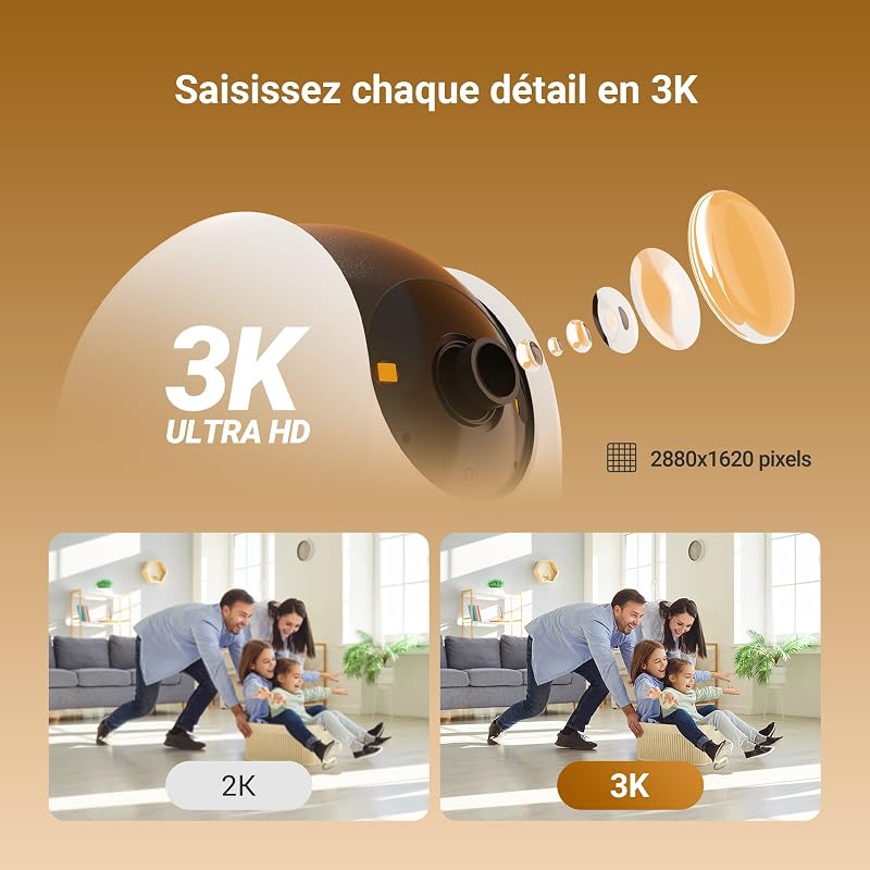 3K(5MP) 2 Pack Camera Interieur, Caméra Surveillance C6N G1 3K