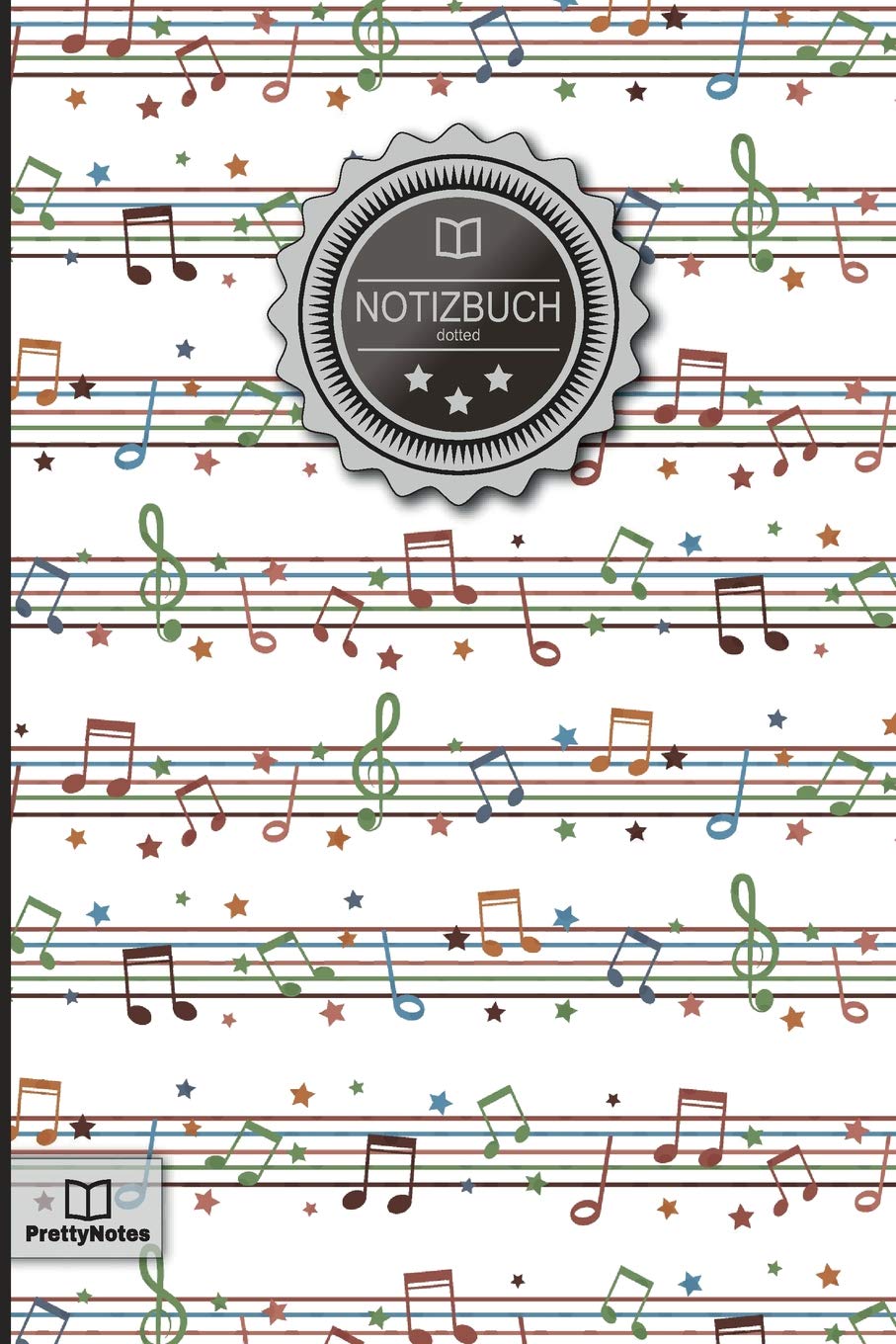 Notizbuch: Muster mit Noten • DIN A5, Punktraster (dotted), 120+ Seiten, Taschenbuch / Soft Cover, mit Inhaltsverzeichnis zum selbst gestalten • ... Notizheft, Journal, Tagebuch, Schreibblock