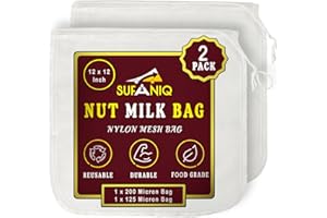 Nut Milk Bag - 2 Pack (12 x 12 Inches) 100% Pure Nylon Cheese Cloth Bag for Straining, Premium Quality Nut Milk Bag Reusable,
