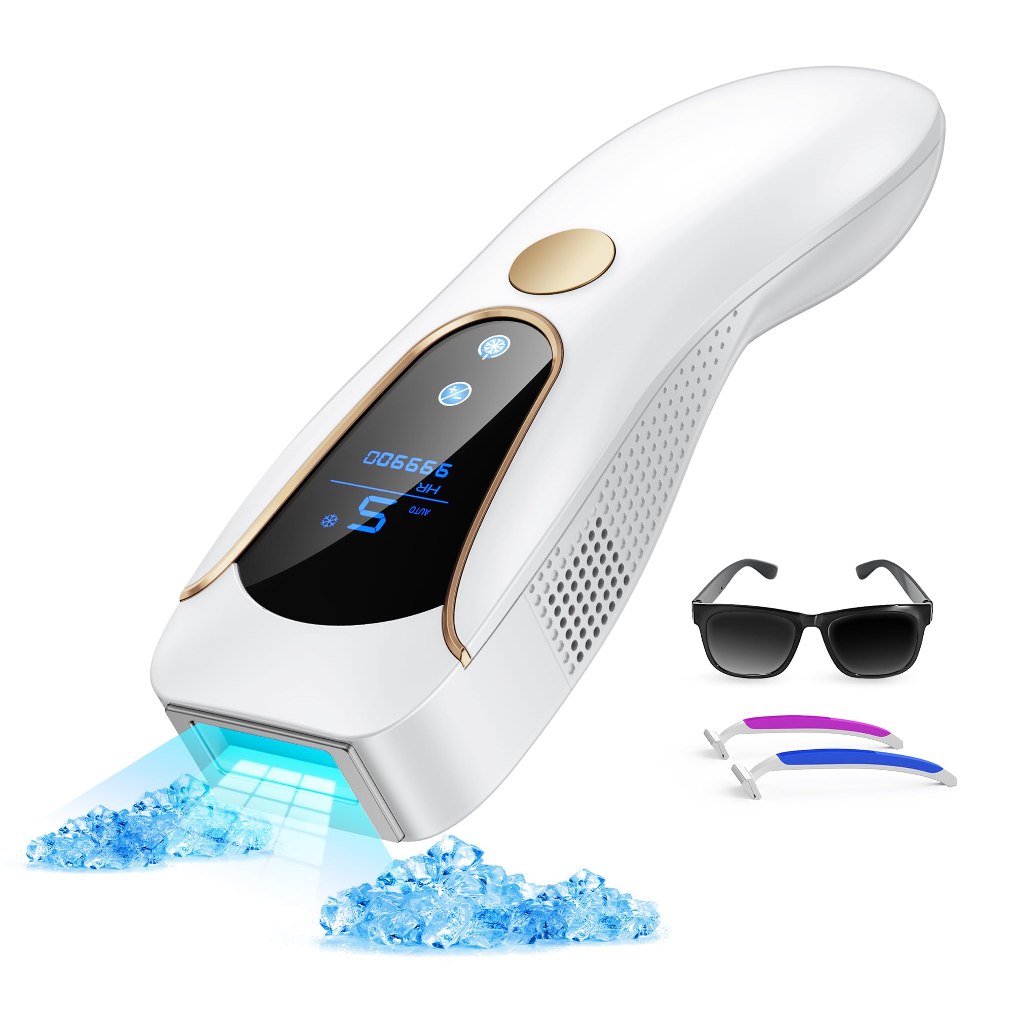 IPL Laser Hair Removal Device with Cooling System, Upgraded 3 Functions Hair Removal Device, 9 Energy Levels, 999,900 Flashes, Painless Hair Removal Device for Women Men Bikini Line Armpits