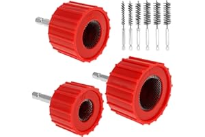 9 Piece Set 1/2" 3/4" 1" Pipe Cleaner for Drill, Tube Cleaning Brush, Pipe Cleaner Brush w Stainless-Steel Wire Bristle, Clea