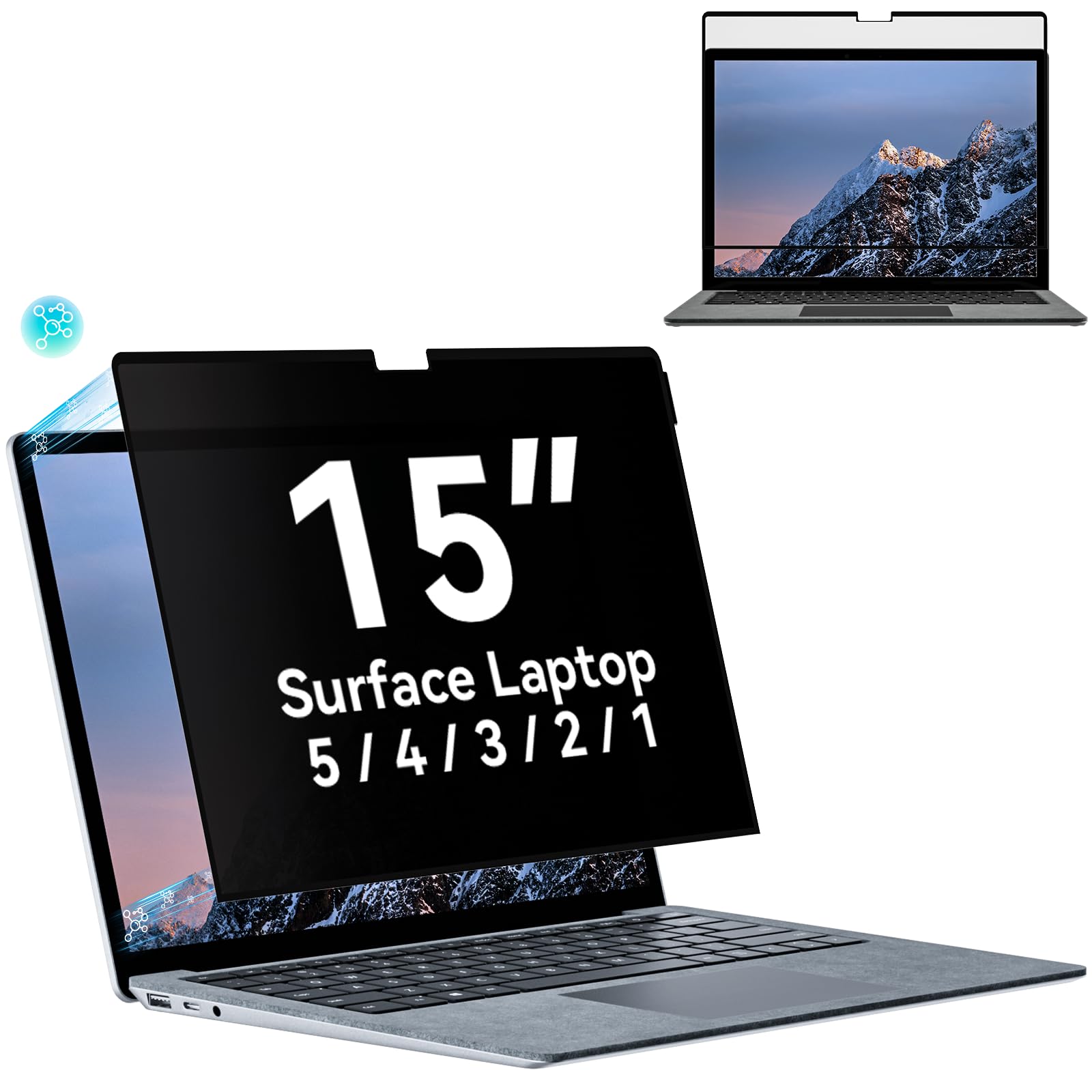 Photo 1 of Privacy Filter Compatible with 15 Inch Surface Laptop 5/4/3/2/1, Easy On/Off Removable Anti Glare Blue Light Laptop Privacy Screen Black Security Private