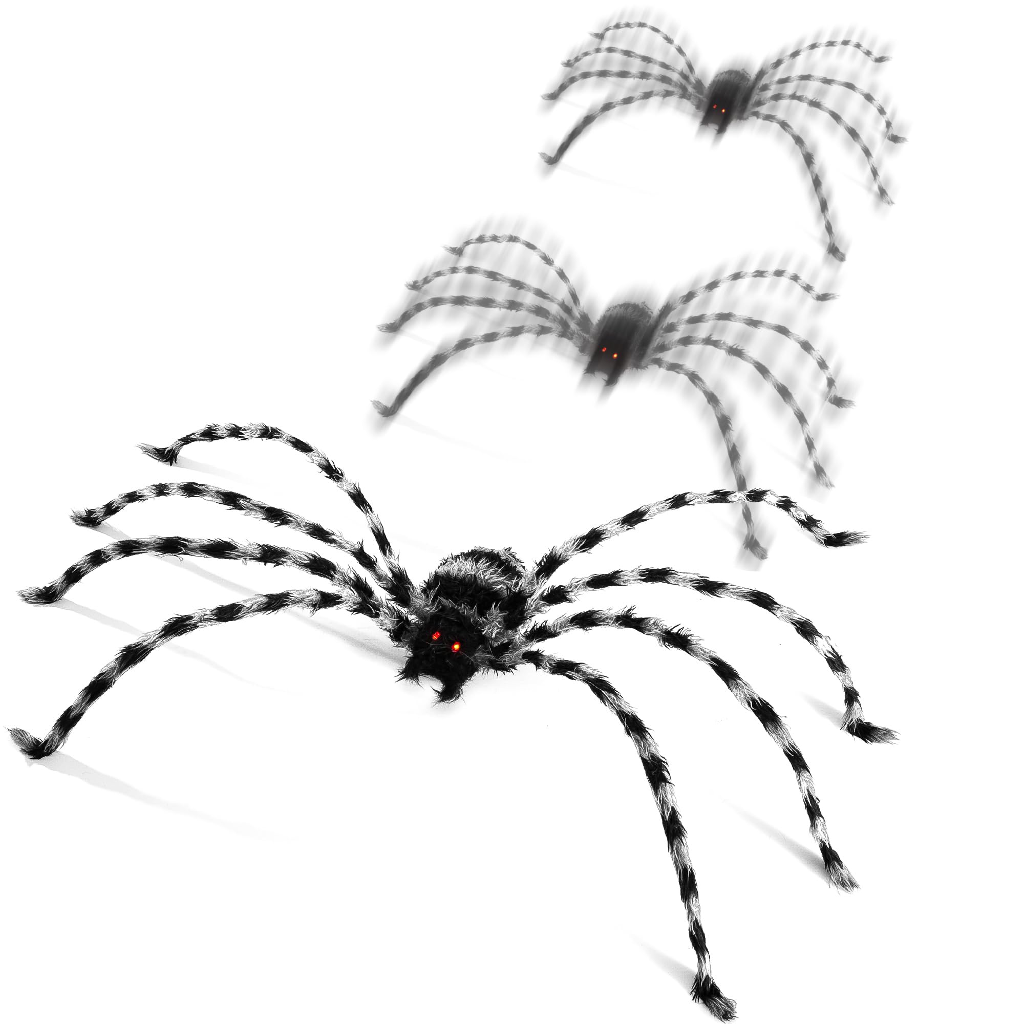 Photo 1 of Halloween Animatronics 4 Ft Crawling Spider - 48 inch Animated Decorations with Sound & Sensor Activated Creepy Sound, Move, Light Up Eyes, Haunted Scary Decor Horror Spooky Prop for Indoor, Outdoor