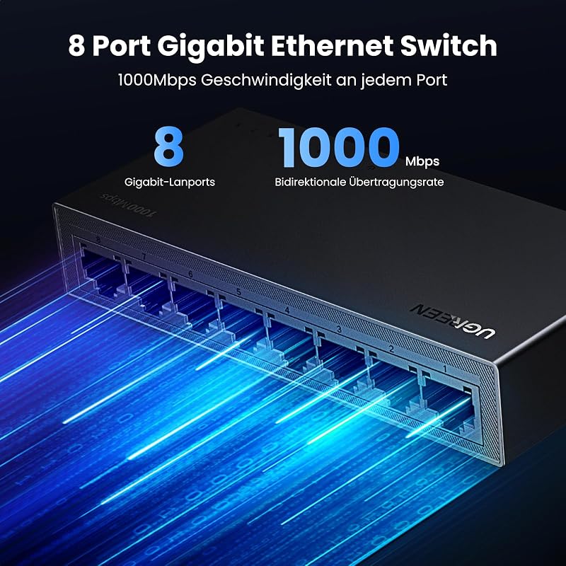 LAN Switch Gigabit Netzwerk Switch, Plug & Play (8 Port)