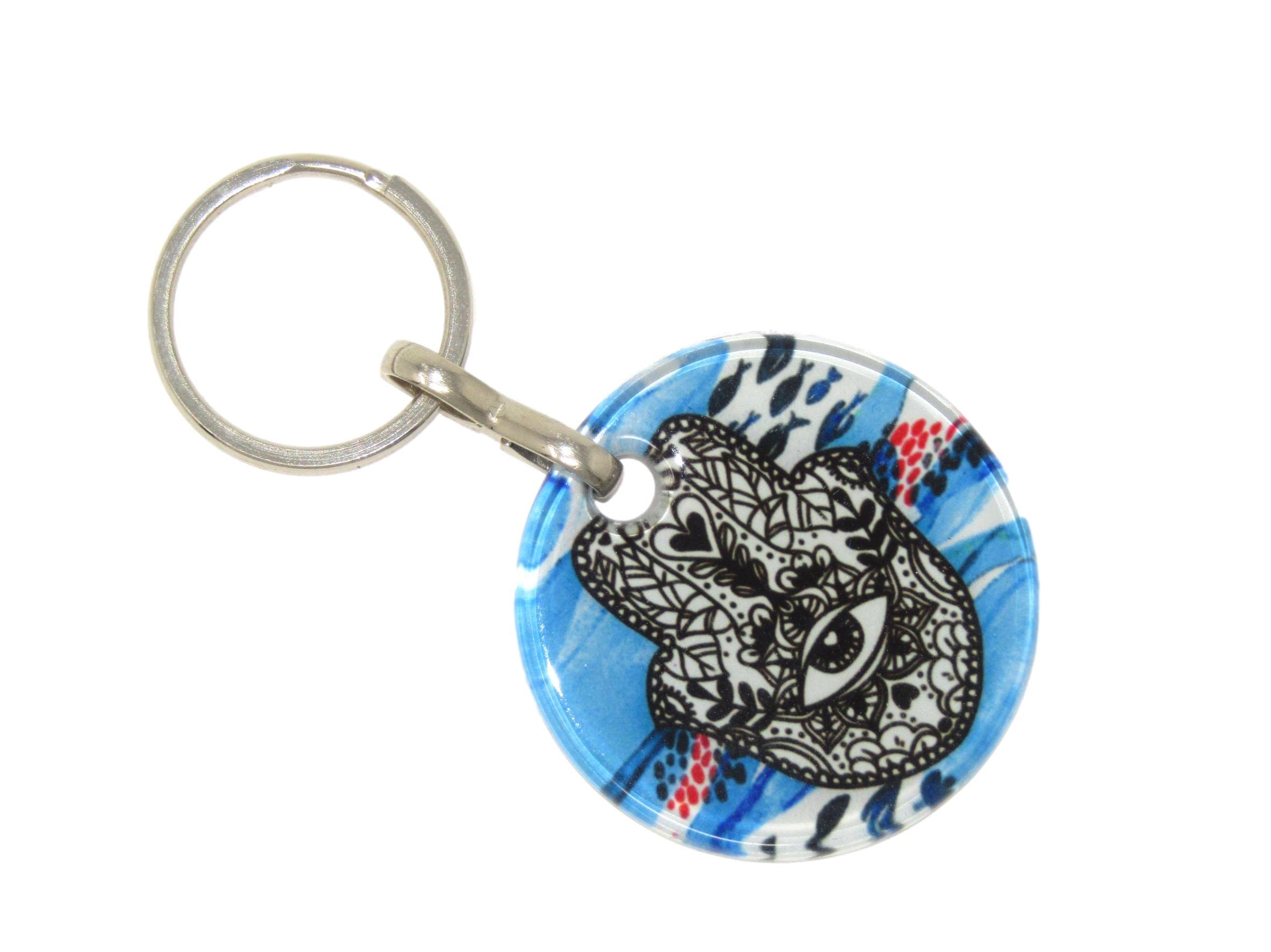 Jeannieparnell 450 - Hamsa Hand, Hand of Fatima & Lucky Evil Eye Keyring Bag Hanger Protection and Good Luck