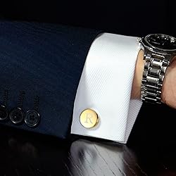 LOYALLOOK Gold Initial Cufflinks and Tie Clip Set