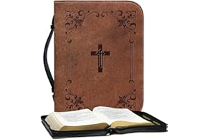 Bible Case | PU Vintage Bible Holder,Zippered Carrying Book Case Church Bag Protective with Handle, for Men, Women, Father, M
