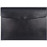 Enyuwlcm PU Leather A4 File Folder Document Holder Envelope Folder Case with Snap Closure for Receipt Contract Black