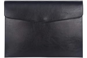 Enyuwlcm PU Leather A4 File Folder Document Holder Envelope Folder Case with Snap Closure for Receipt Contract (Black)