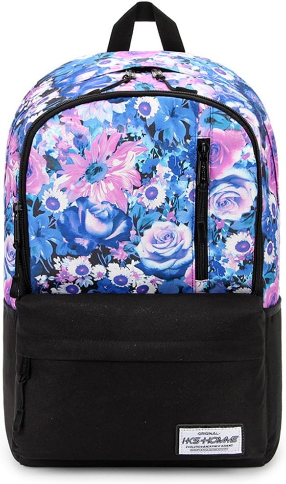 LIFE TOTEM designer unisex backpack for school leaves pattern daypack for teenager rotem