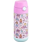Snug Insulated Kids Water Bottle with Straw & Spout – Double-Wall Stainless Steel, Leakproof, Easy-Flip Lid – For School, Travel, Toddlers & Big Kids - Princess, 12oz