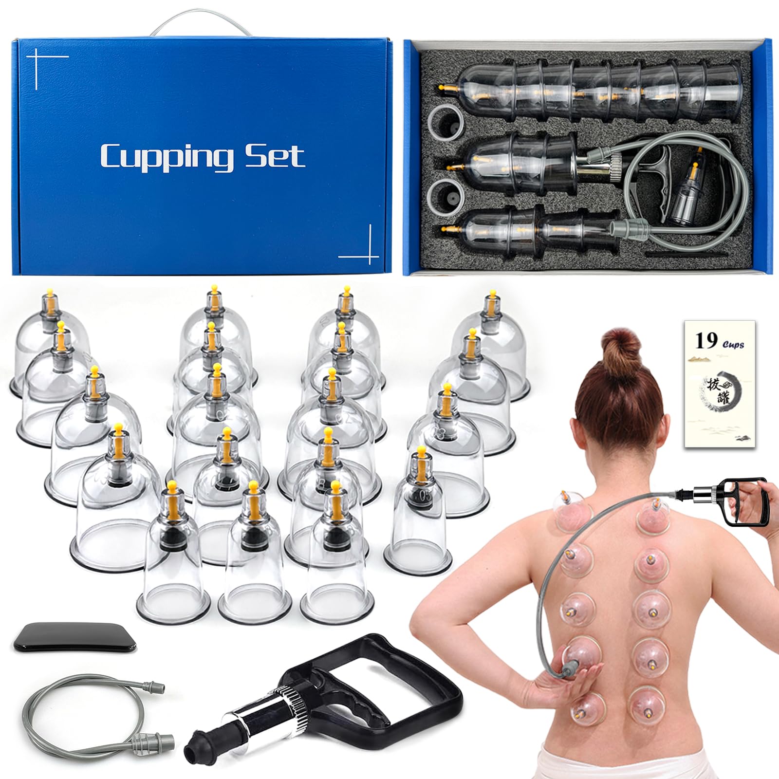 Photo 1 of DEFUNX Cupping Therapy Set, 19 Cups Cupping Kit for Massage Therapy, Cupping Set with Pump for Back Massage, Pain Relief, Physical Therapy