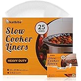Katbite Crock Pot Liners, Heavy Duty Pop-Up Slow Cooker Liners, 13" X 21" Large Size Disposable Cooking Bags, Regular (Fits 3-8.5 Quarts) Suitable for Oval & Round & Retangular Crock Pot, 25 Count