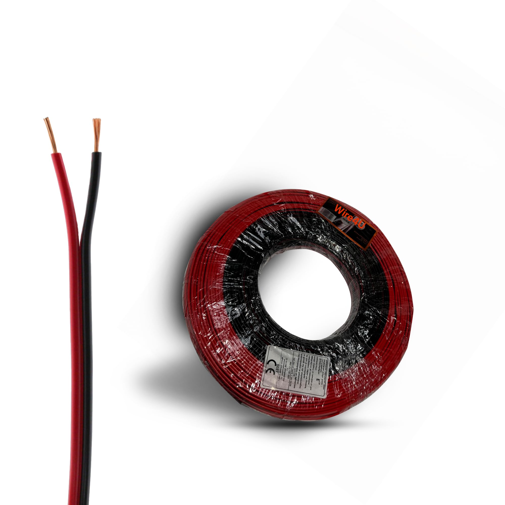 2 x 0.50mm Speaker Cable Wire4U® Figure 8, Quality, 50 Strands Wire In 10 20 50 100 Metres (10 metres, Red / Black)