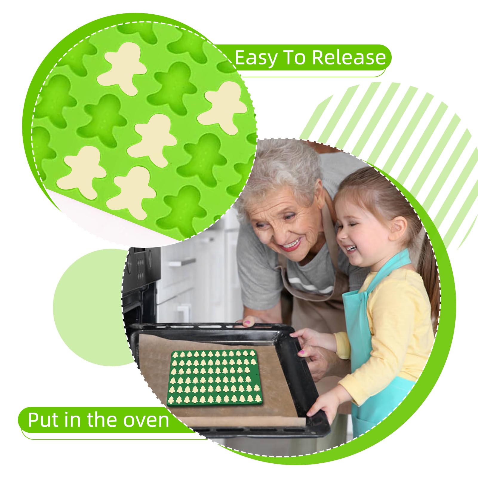 2 PCS Christmas Silicone Molds, 70 Cavity Xmas Tree & 76 Cavity Gingerbread Man Mini Silicone Molds for Baking Biscuits, Gummy,Candy,Chocolate,Jelly,Pet Dog Treats Mold