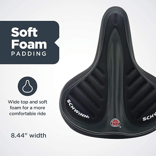 schwinn pillow top cruiser bicycle seat Comfort Bike for Men and Women, Commute Plus Foam Plush, Replacement Saddle Fits All Adult Bikes with Standard Seatpost, Black : Sports & Outdoors Enjoy your ride like never before with the Cruise Noseless Saddle by Schwinn Schwinn Pillow Top Cruiser Bicycle