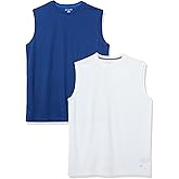Amazon Essentials Men's Active Performance Tech Muscle Sleeveless Tank Top Workout Shirt, Pack of 2