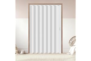 CCBOYSHARDWARE 60X80in PVC Accordion Door Interior,Sliding Folding Doors with Lock,Divider Door with Simple Installation and Hardware,White