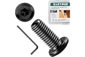 EASTPUK 20Pcs M5-0.8 x 12mm Flat Head Socket Cap Screws Bolts 304 Stainless Steel Black Zinc Plated Furniture Bolts, Fully Th