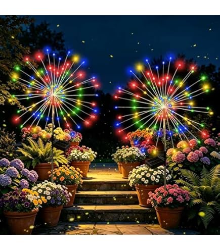 btfarm 2 Pack Solar Garden Lights Outdoor 8 Modes, 120 LED