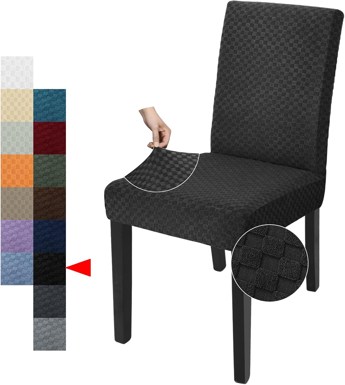 Slipcovers - YEMYHOM 2 Packs Latest Checkered Dining Chair Slipcover Parsons Chair Furniture Protector Stretch Chair Covers for Dining Room, Restaurant, Kitchen, Party (Black)