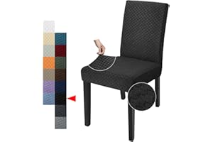 YEMYHOM 2 Packs Latest Checkered Dining Chair Slipcover Parsons Chair Furniture Protector Stretch Chair Covers for Dining Room, Restaurant, Kitchen, Party (Black)