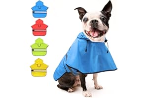 Candofly Sky Blue Waterproof Raincoat, Adjustable Reflective Hooded Poncho Dog Rain Jacket (Small)