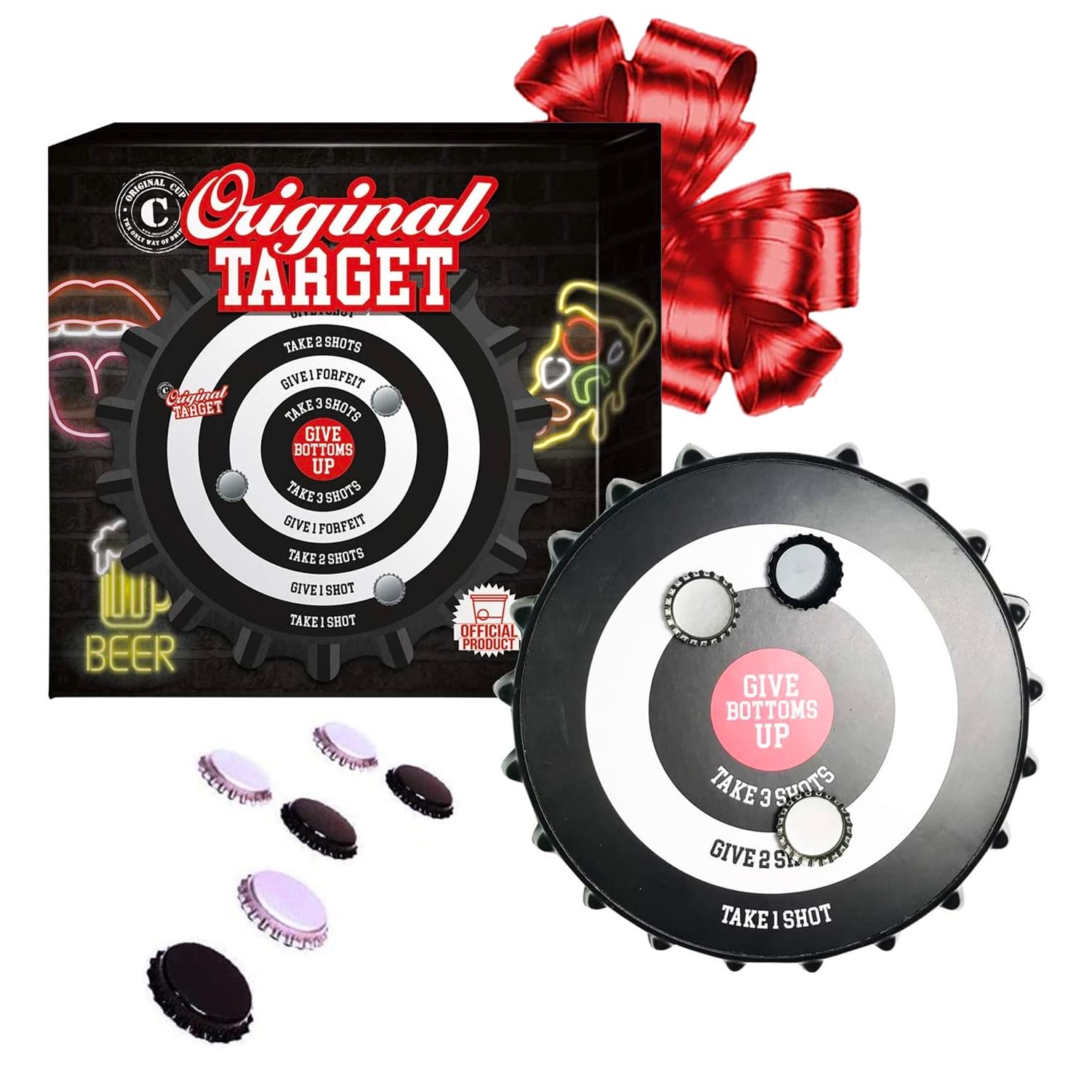 Original Target | Magnet Target with Dares | Premium Quality | Skill Game with 6 Beer Caps | Drinking Game | Drinks | Party | House Party | OriginalCup®