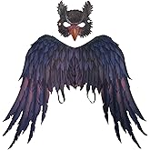 Mzztino Owl Wings Mask Set Owl Cosplay Costume Props Halloween Birds Wings Costume for Adults