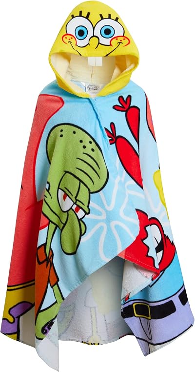 SpongeBob SquarePants Hooded Towel 100% Cotton Kids Poncho Beach Bath