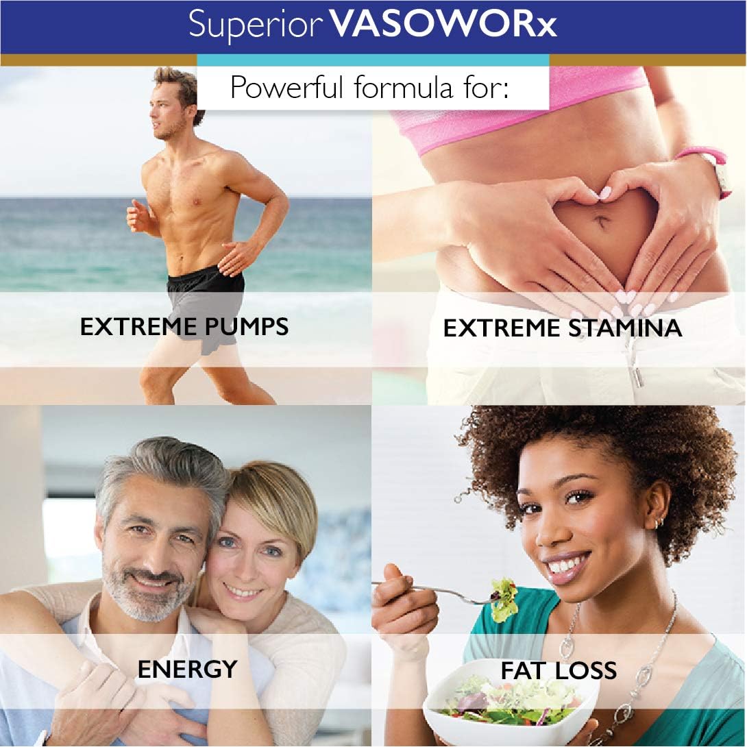 Superior Labs – VASOWORx® – Nitric Oxide Supplement – Extra Strength - 1,600 mg, 180 Vegetable Capsules – 7 Powerful Ingredients – Increased Energy, Stamina, & Circulatory Support: Health & Personal Care
