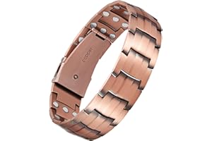 Jecanori Pure Copper Bracelet for Men, Upgrade 3X Ultra Strength Magnetic Bracelets for Men with 3800 Gauss Neodymium Magnets, Premium Fold-Over Clasp Jewerly Gift with Sizing Tool