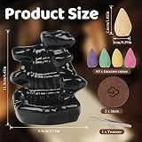 RAFIYU Waterfall Backflow Incense Burner with 60 Cones & Tongs, Black view 2
