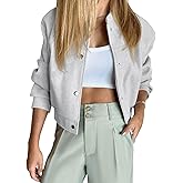 Tankaneo Womens Cropped Bomber Jacket Wool Blend Varsity Short Pea Coats Long Sleeve Button Down Winter Casual Outerwear