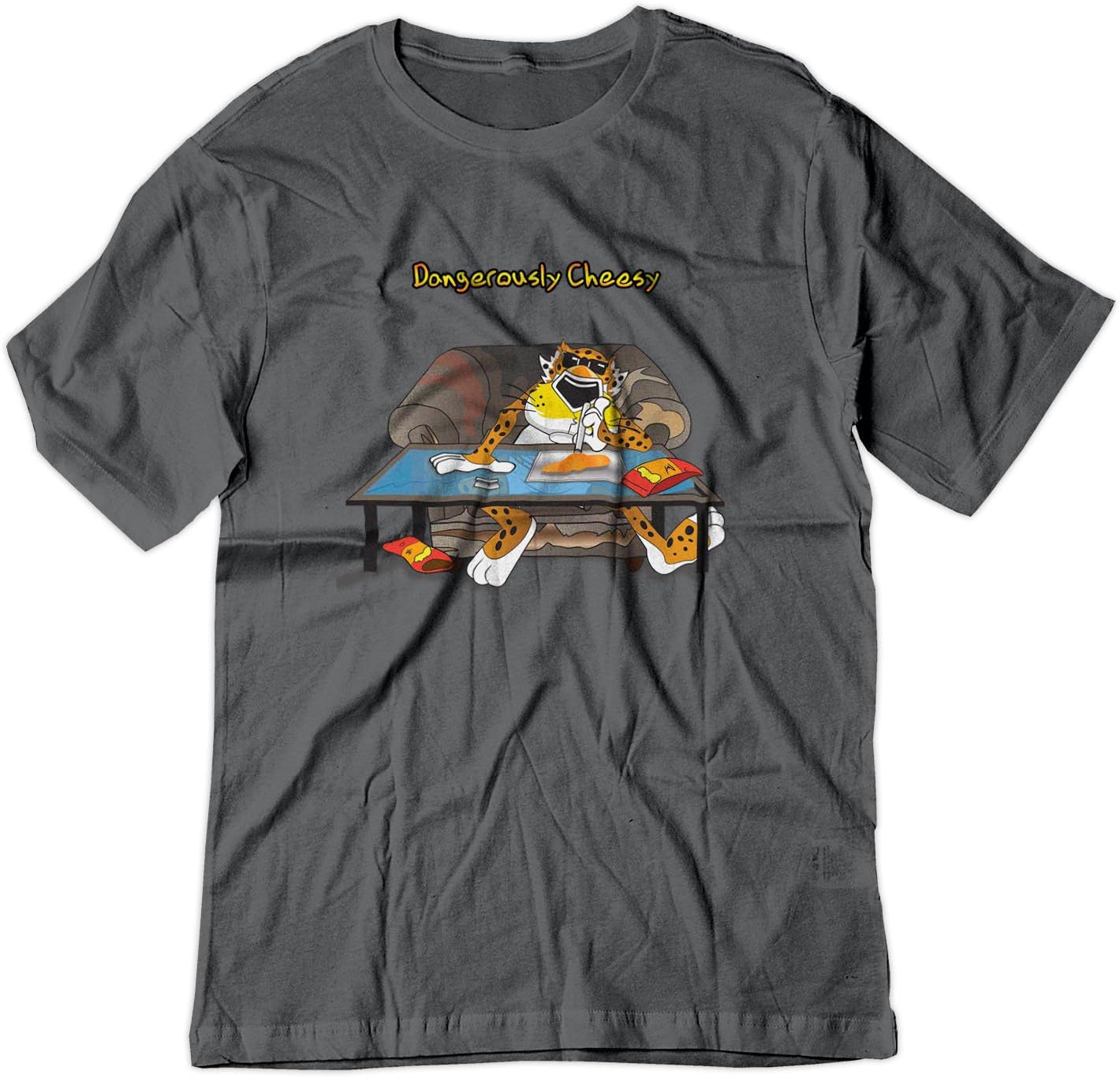 BSW Men's Dangerously Cheesy Cheetos Cheetah Drugs Shirt 2XL Charcoal