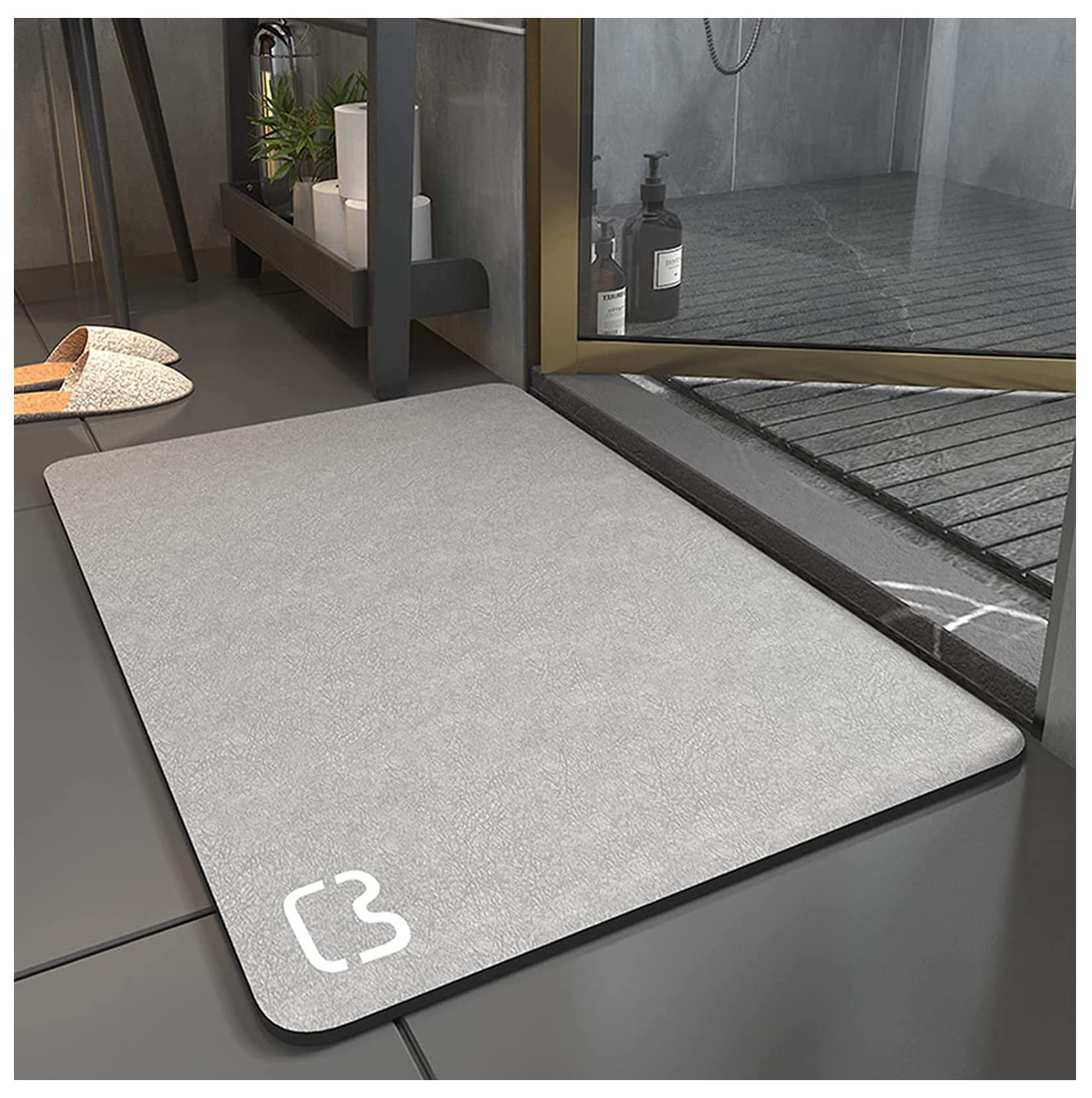 Dai Lufei Bath mat,Diatomaceous Super Absorbent Bathtub mat Fast Quick Drying Non-Slip Shower Mat Bath Stone Mat Bathroom Floor Mat, Machine Washable (grey, 60 * 90)