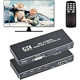 GGrozza Video Wall Controller, 4K 2X2 TV Wall Processor with HDMI+DVI+RS232 Input, Support 180° Rotate, 4 HDMI Output Support Images Stitching 1x2 1x3 1x4 4x1 etc
