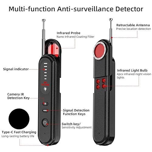 Hidden Camera Detector, 2024 Camera Detector, Hidden Device GPS Detector,  Bug Detector, Rf Wireless Signal Sca