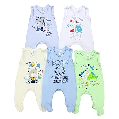 TupTam Unisex Baby Strampler mit Aufdruck 5er Pack