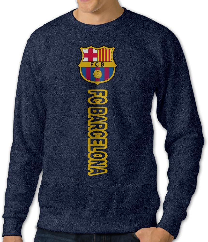 Juice Forus Men's Barcelona The FC Pullover Long Sleeve Tee Crew Neck Sweatshirt Navy