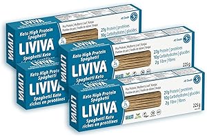 LIVIVA Low Carb High Protein KETO Pasta – 135 g Protein per Box with Pea Protein & Konjac Flour - 8g Net Carbs, Diabetic-Frie